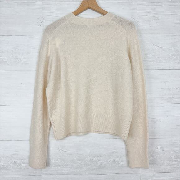 NWT Vince Womens L Wool Blend Sweater Ivory Crew Neck Textured Knit Lightweight - Picture 7 of 16